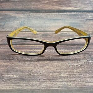 Chelsea Morgan CM837 BR Brown Yellow Rectangular Eyeglass Frames 51-16-135